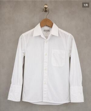 Christian Dior Boys Size 8 White Cotton Dress Shirt French Cuff Button Down EUC